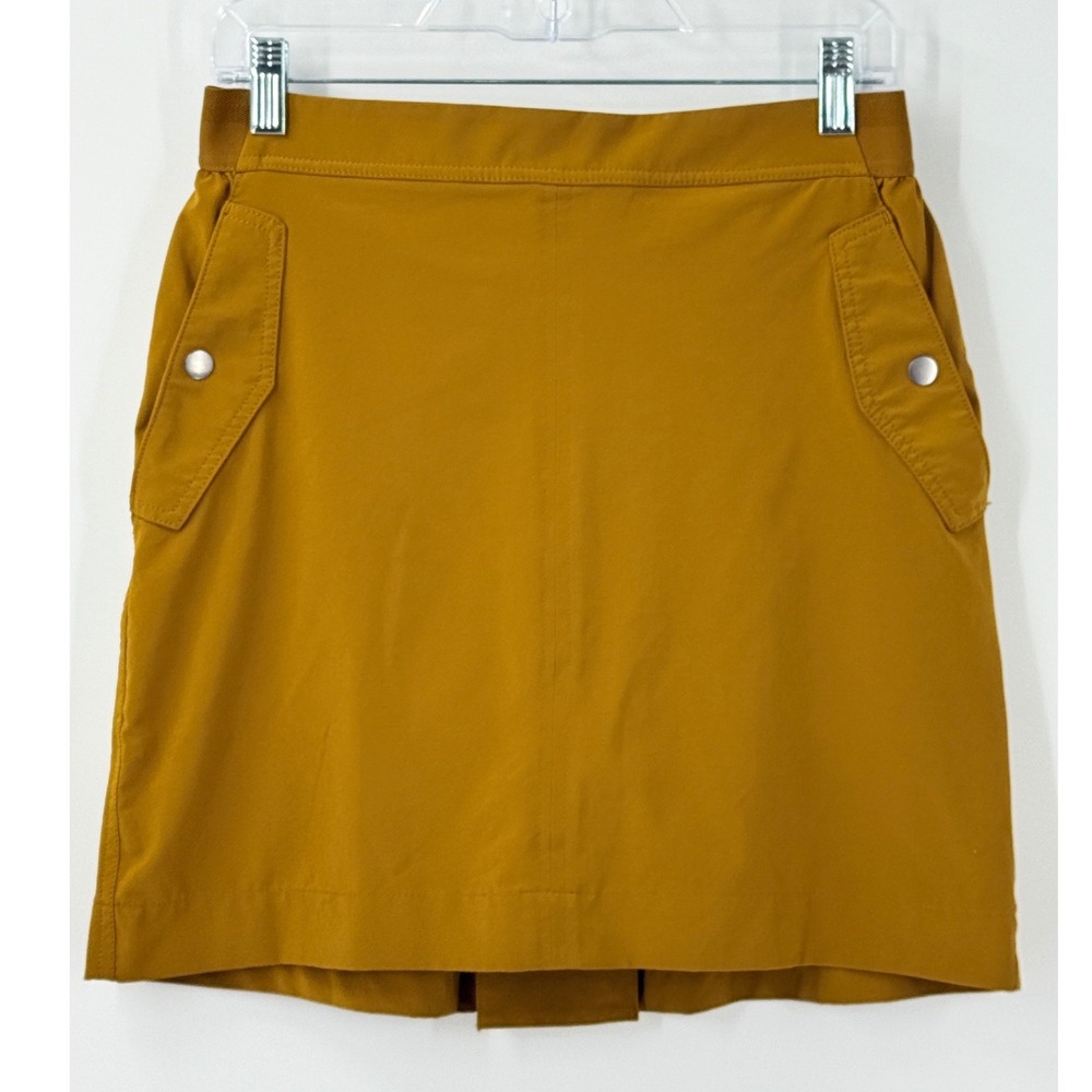 Athleta Vienna Cargo Skort Mustard Sz 10 Hiking Travel pickleball golf tennis